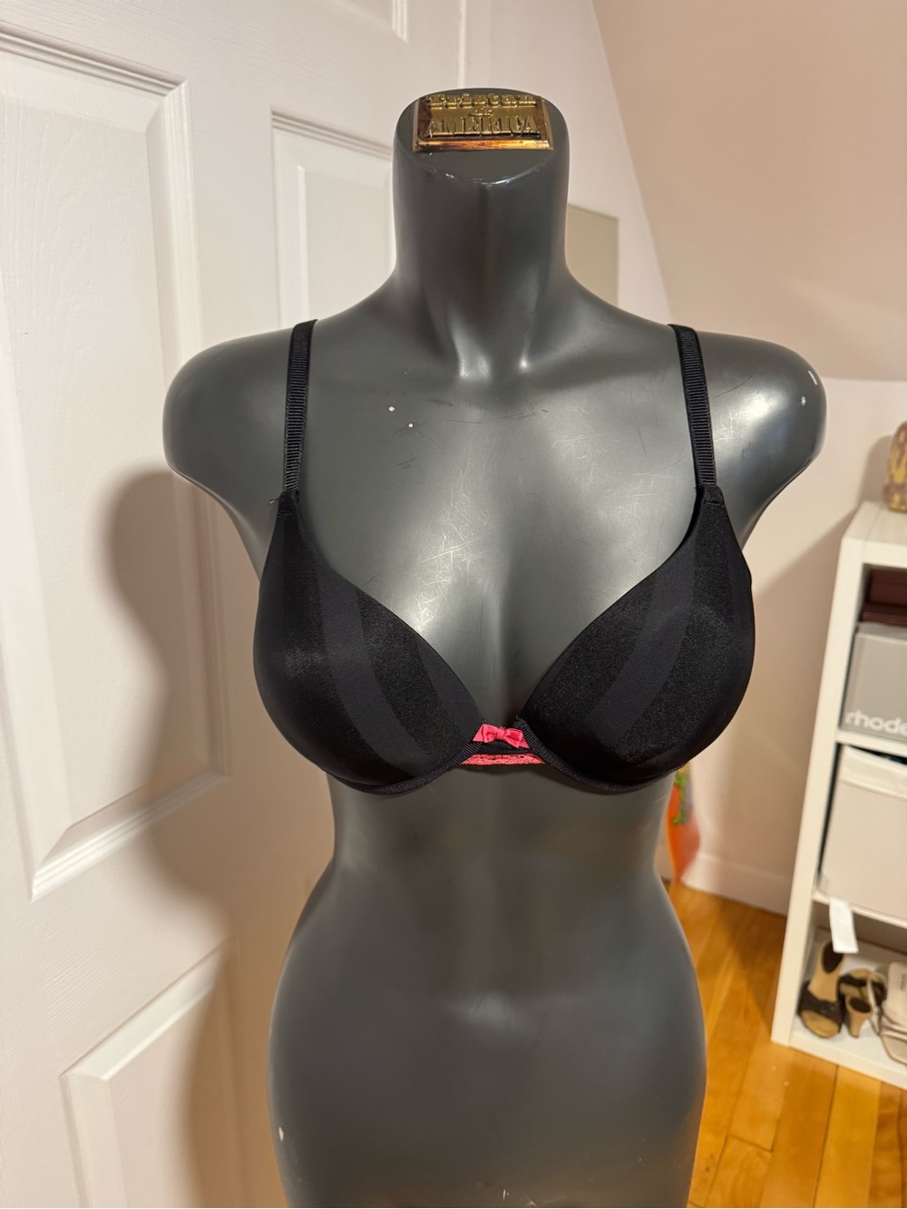 Black T-Shirt Bra with Pink Accent - Women's Intimates